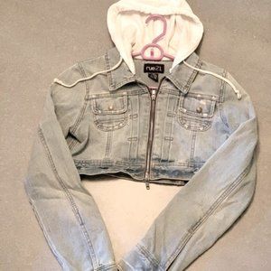 Rue 21 denim hooded crop jacket.